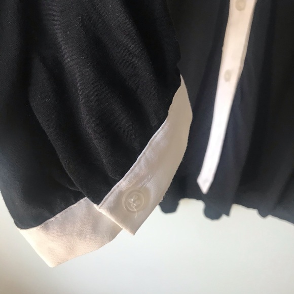 Spence Button Down Blouse Black & White Size Medium - Picture 4 of 4